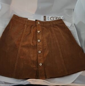 Celeberty Pink Brown Button Down Corduroy Skirt